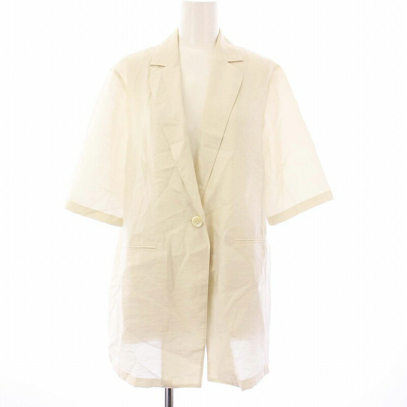 【中古】23区 オンワード樫山 25SS シアータンブラー ハーフスリーブ テーラードジャケット 半袖 38 アイボリー JKWOGM0516 /KH レディース 【ベクトル 古着】 250809
