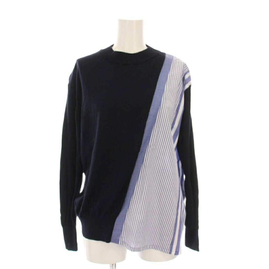 【中古】ズッカ zucca カットソー ニット 切替 ストライプ 長袖 M ネイビー 青 白 ZU91KN235 /YM レディース 【ベクトル 古着】 250821