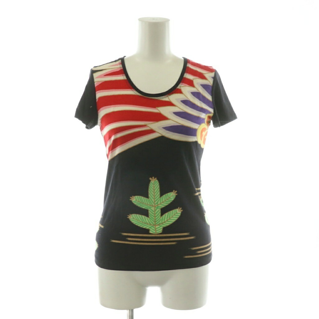 【中古】パゴン Pagong Tシャツ 半袖 総柄 ストレッチ S ブラック /NQ レディース 【ベクトル 古着】 250819(4)