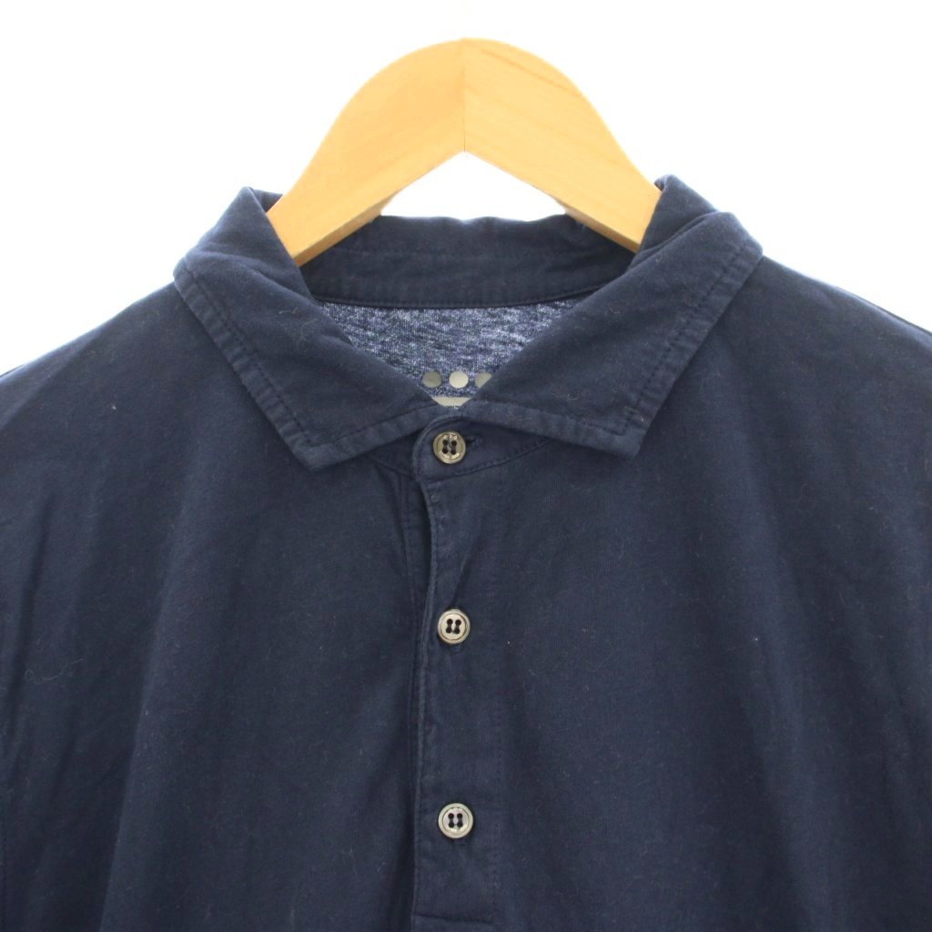 【中古】スリードッツ three dots レギュラーカラーポロ ポロシャツ 半袖 L 紺 ネイビー BO148MY /OR メンズ 【ベクトル 古着】 250819