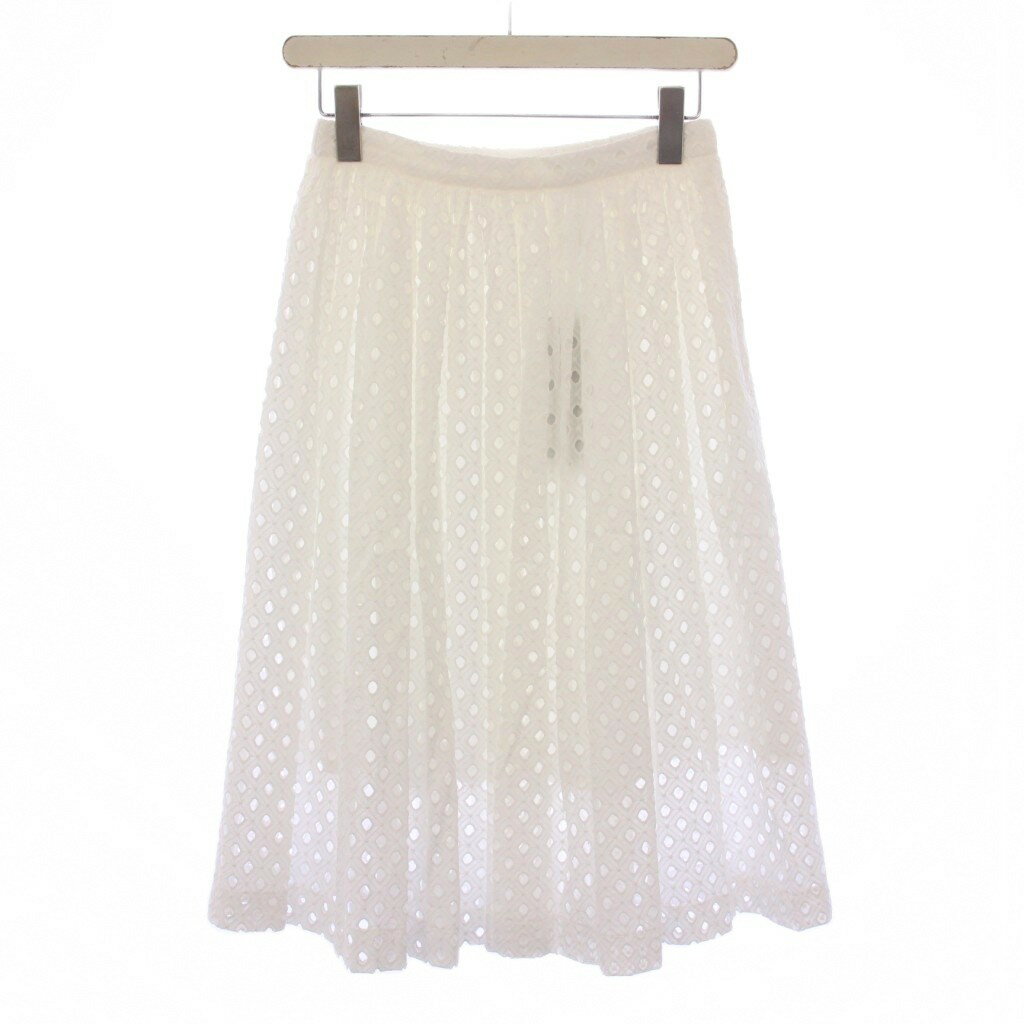【中古】未使用品 アドニシス Adonisis フレアスカート ミモレ ロング カットワーク 36 白 ホワイト タグ付き /BB レディース 【ベクトル 古着】 250818