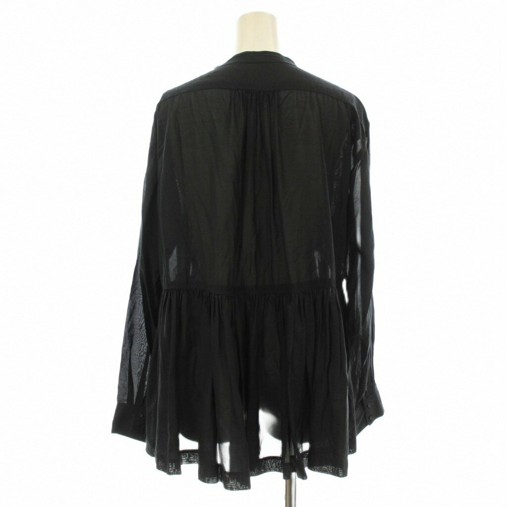 【中古】グリーンレーベルリラクシング ユナイテッドアローズ green label relaxing 全方位映えブラウス シャツ チュニック 長袖 Vネック フレア ギャザー 黒 ブラック 36111042051 /KU レディース 【ベクトル 古着】 250826