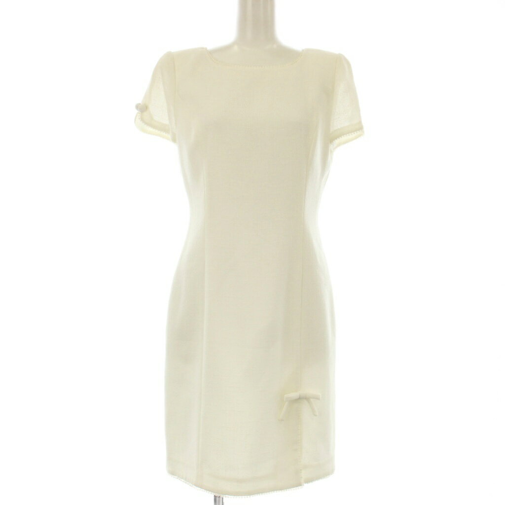 【中古】未使用品 エムズグレイシー M'S GRACY タグ付き ワンピース 半袖 ひざ丈 リボン 9AR 白 ホワイト 9-Q-21375 /OR レディース 【ベクトル 古着】 250827(4)