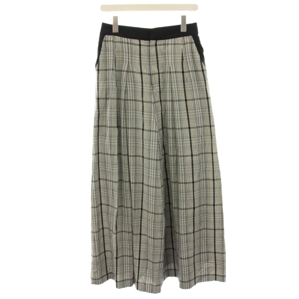 【中古】アドーア ADORE 20AW ワイドパンツ ガウチョパンツ イージー ウール混 チェック 38 白 ホワイト 黒 ブラック 531-0230829 /HN レディース 【ベクトル 古着】 250901