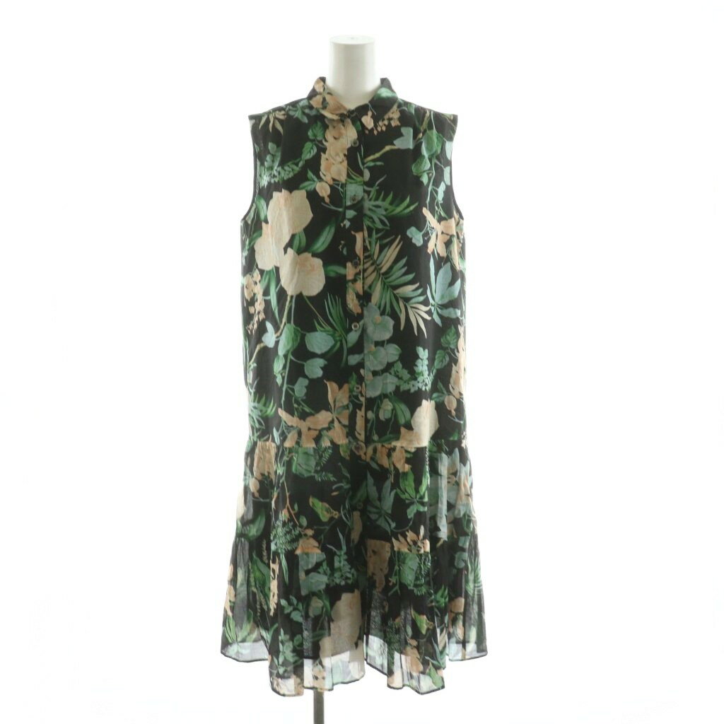【中古】グレースクラス GRACE Class フローラルシャツドレス ノースリーブ ワンピース 花柄 ひざ丈 36 ブラック 0222231071 /NQ レディース 【ベクトル 古着】 250826