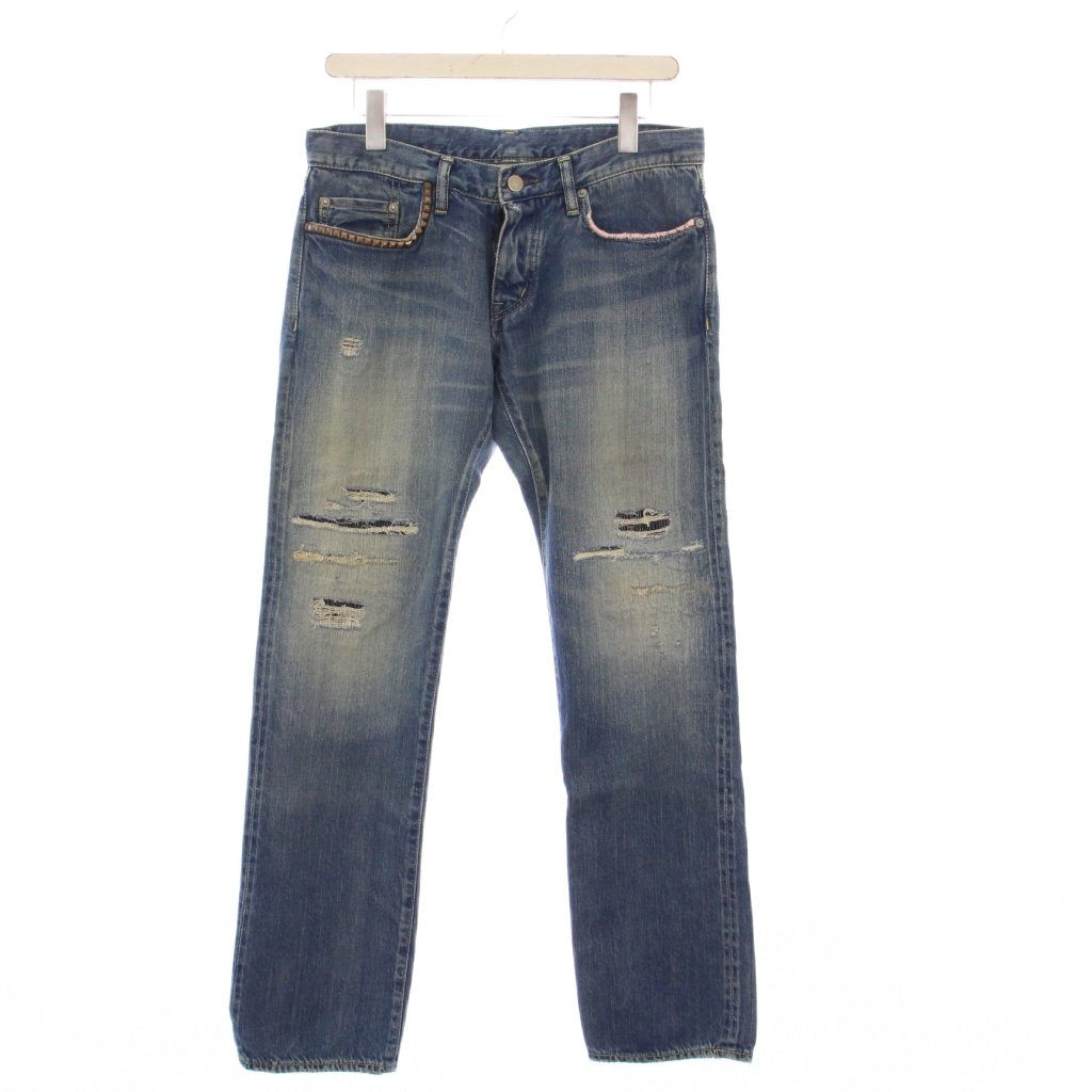 【中古】ヒステリックグラマー HYSTERIC GLAMOUR デニムパンツ ジーンズ ダメージ加工 スタッズ S ブルー 0121AP05 /KH レディース 【ベクトル 古着】 250829