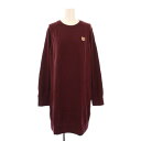 【中古】メゾンキツネ MAISON KITSUNE FOX HEAD PATCH JUMPER DRESS フォックスヘッドパッチジャンパードレス ニットワンピース ひざ丈 長袖 クルーネック ワンポイント ウール S ボルドー JW01625KT1036 /BB レディース 【ベクトル 古着】 250827