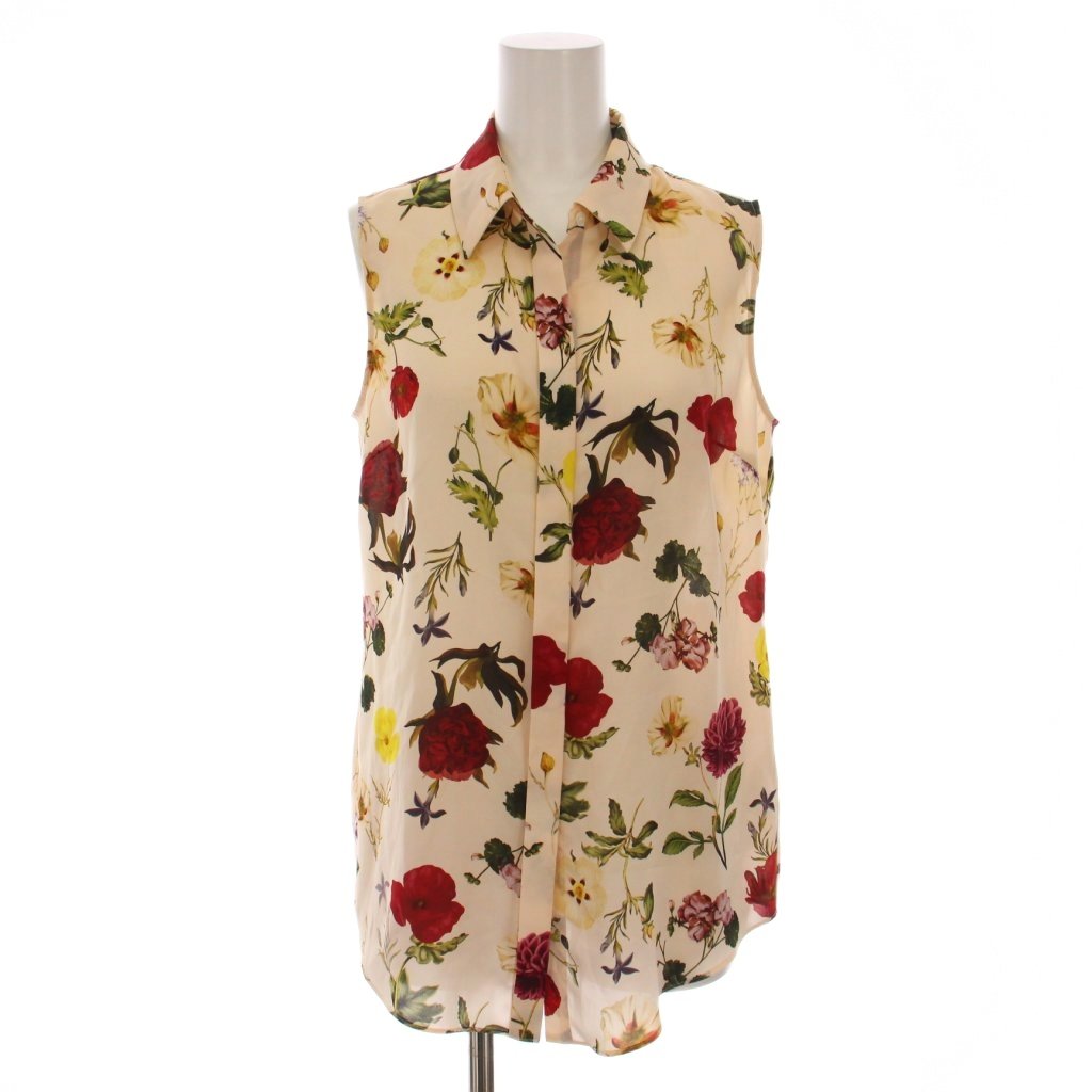 【中古】セオリー Theory 19SS BOTANICAL FLOWER SLEEVELESS SHIRT 花柄ノースリーブブラウス シャツ S ベージュ マルチカラー 01-9108035-990-902 /YM レディース 【ベクトル 古着】 250901