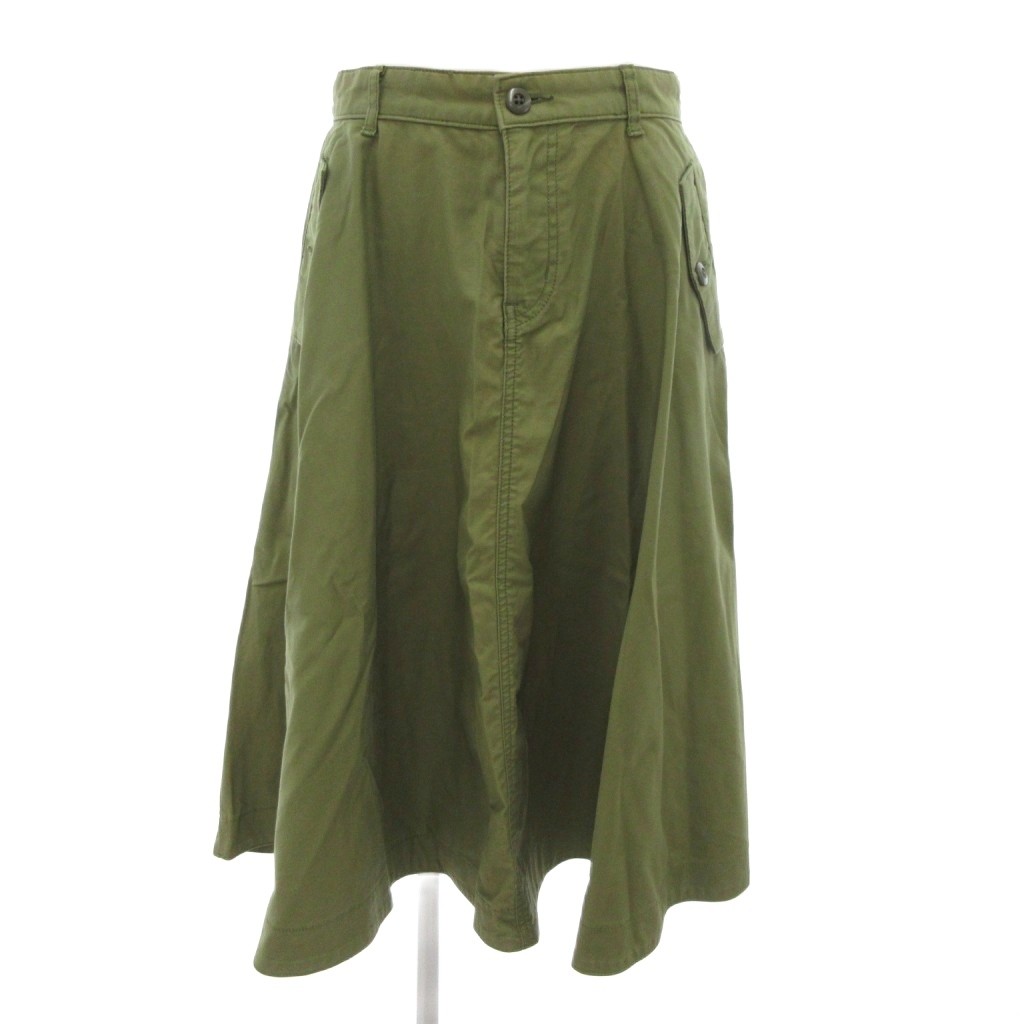【中古】ユナイテッドアローズ UNITED ARROWS カーゴスカート フレア ミディ丈 36 オリーブグリーン /UO ■GY14 レディース 【ベクトル 古着】 250910