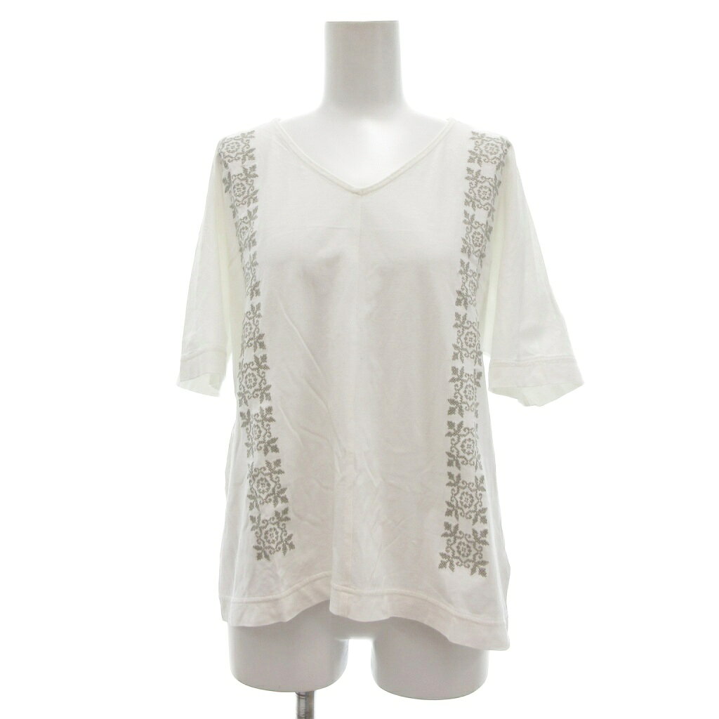 T-Shirts - 【中古】B&Y ユナイテッドアローズ BEAUTY&YOUTH ビューティー&ユース 刺繍 カットソー 半袖 白 ホワイト /UO ■GY14 レディース 【ベクトル 古着】 250910
