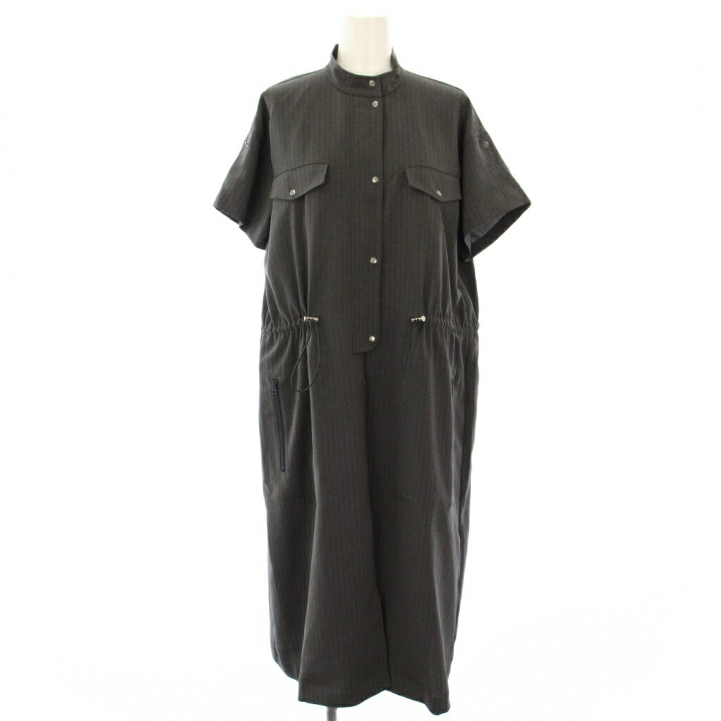 【中古】ソブ sov. ダブスタ ソリビアシャドーストライプワンピース ひざ丈 半袖 36 グレー 0301-030-223 A /TK レディース 【ベクトル 古着】 250901ブランドソブ sov. ダブスタ表記サイズ36実寸サイズ肩...