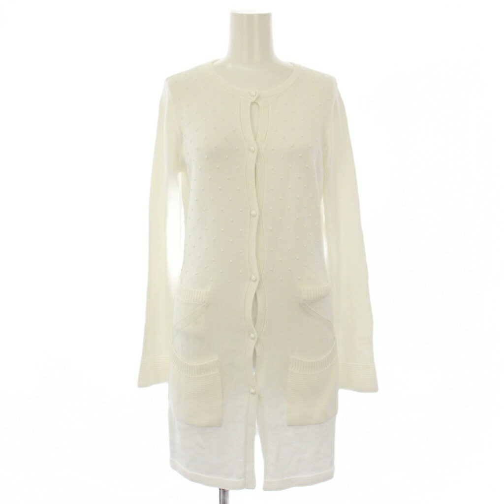 【中古】フォクシー FOXEY Tb16 ロングカーディガン ニット 長袖 ビーズ 38 白 34281 /TK レディース 【ベクトル 古着】 250901