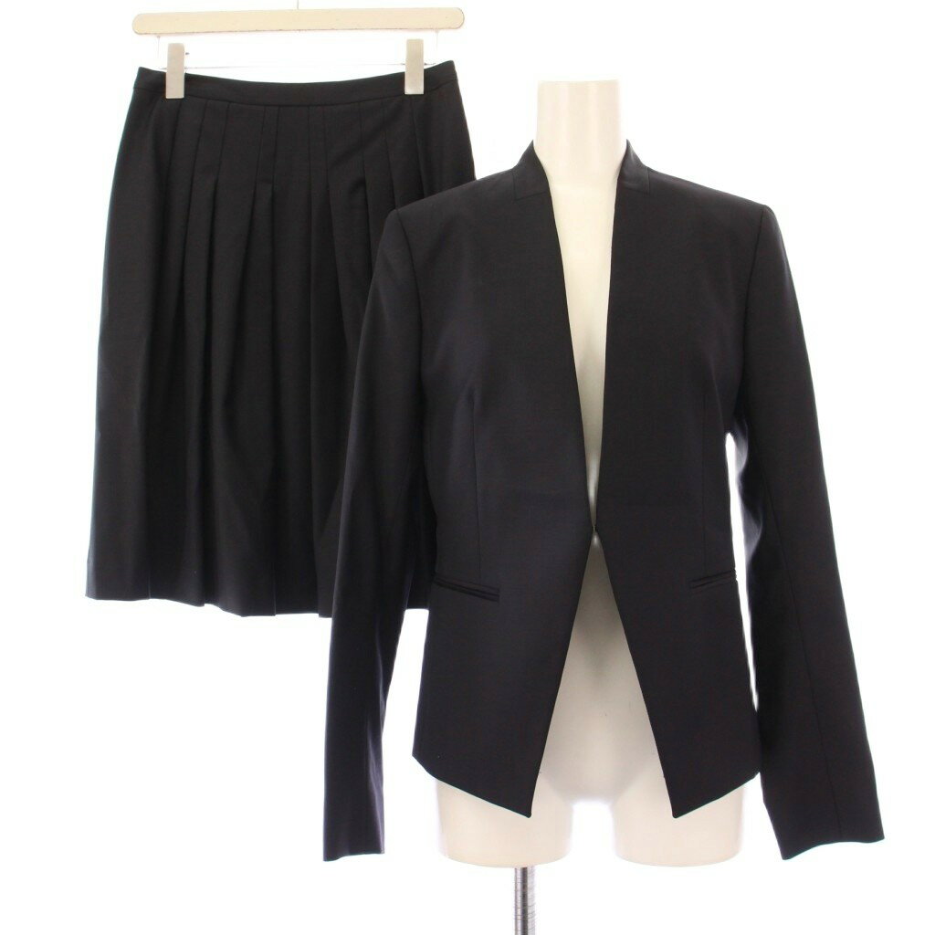 【中古】セオリーリュクス theory luxe セットアップ ノーカラージャケット アウター 総裏地 プリーツ..