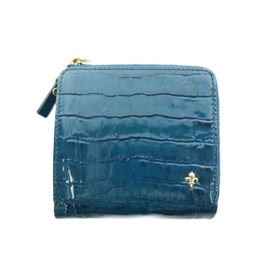 【中古】パトリック コックス PATRICK COX 二つ折り財布 フェイクレザー クロコ型押し ロゴ ブルー /NQ レディース 【ベクトル 古着】 250906