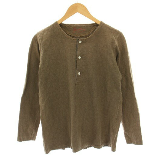 【中古】ボンクラ BONCOURA ヘンリーネックTシャツ カットソー 長袖 36 茶 ブラウン /HN メンズ 【ベクトル 古着】 250903
