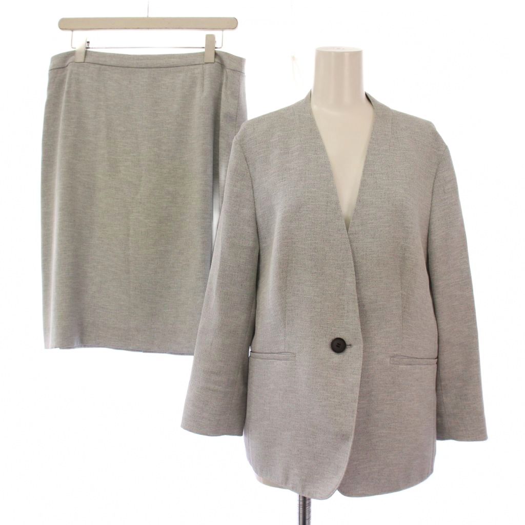 【中古】インディヴィ INDIVI セットアップ ノーカラージャケット アウター シングル タイトスカート ..