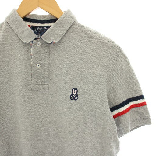 【中古】サイコバニー Psycho Bunny ポロシャツ カットソー ゴルフウェア ライン 半袖 L グレー /HN メンズ 【ベクトル 古着】 250905