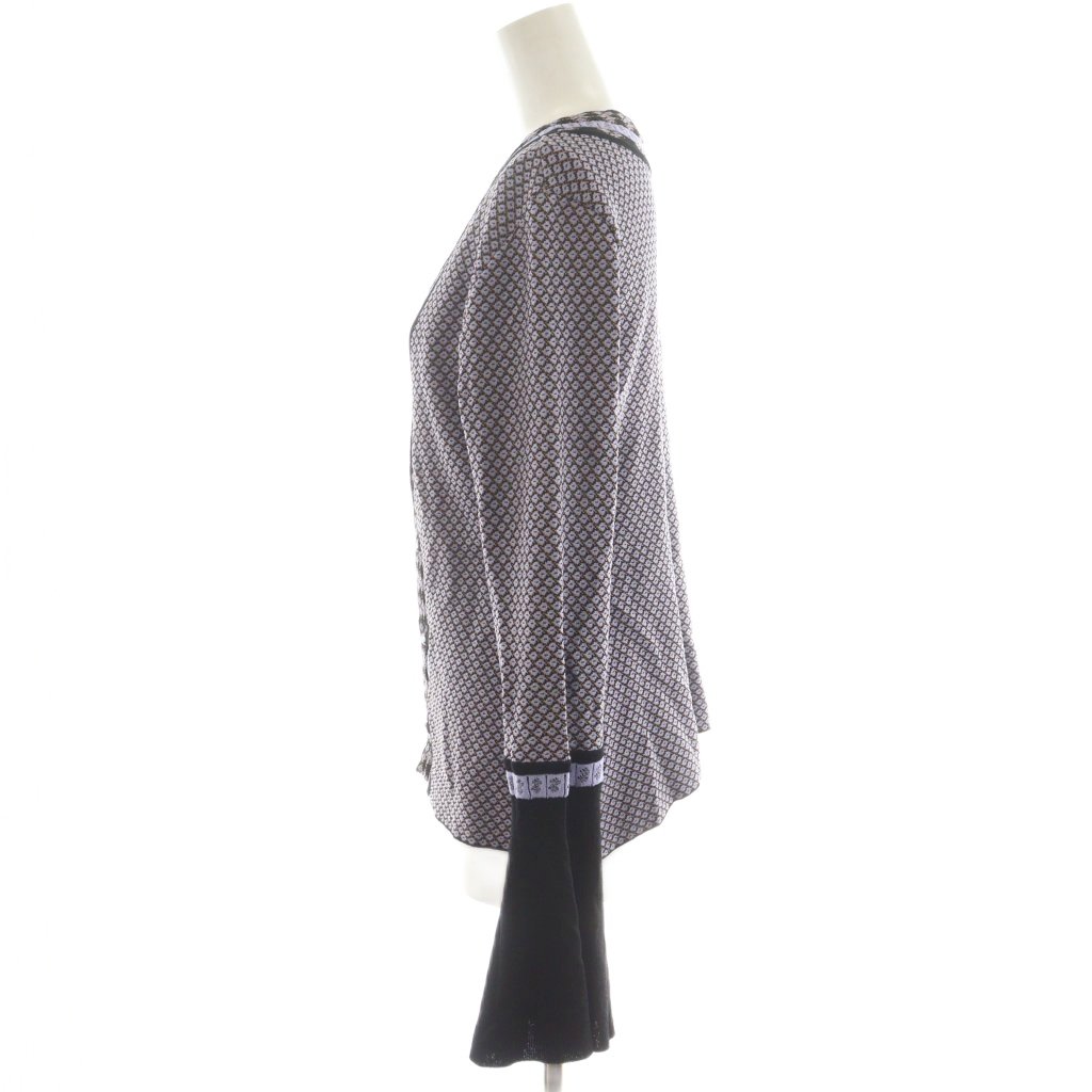 【中古】マメクロゴウチ Mame Kurogouchi カーディガン 総柄 フレアスリーブ 2 紫 パープル 黒 ブラック MM19SS-KN068 /AN20 レディース 【ベクトル 古着】 250904