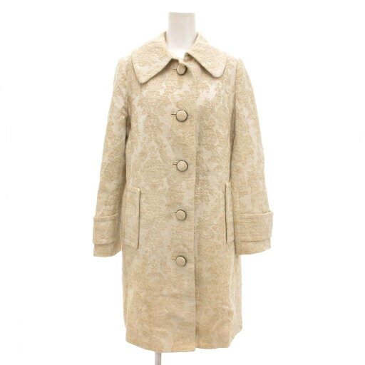 【中古】グレースコンチネンタル GRACE CONTINENTAL ジャガードコート ステンカラー 総柄 36 ベージュ /UO レディース 【ベクトル 古着】 251010