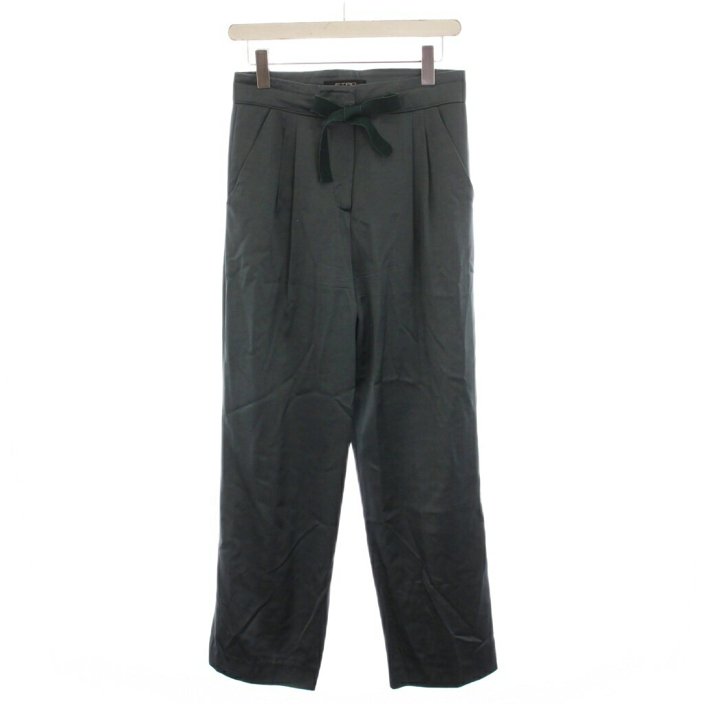 【中古】エトロ ETRO サテンパンツ ストレート 38 カーキ /YM レディース 【ベクトル 古着】 250912