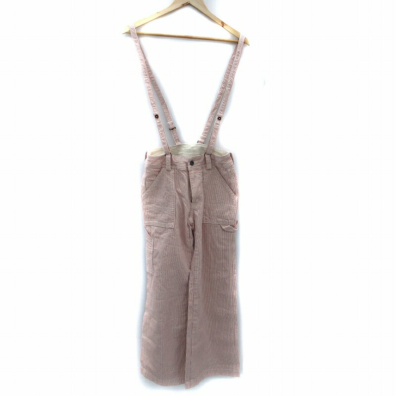 【中古】サニークラウズ Sunny Clouds ワイドパンツ ロング丈 サスペンダー付き ストライプ柄 61-89 S 赤 レッド 白 ホワイト /SM8 レディース 【ベクトル 古着】 251125