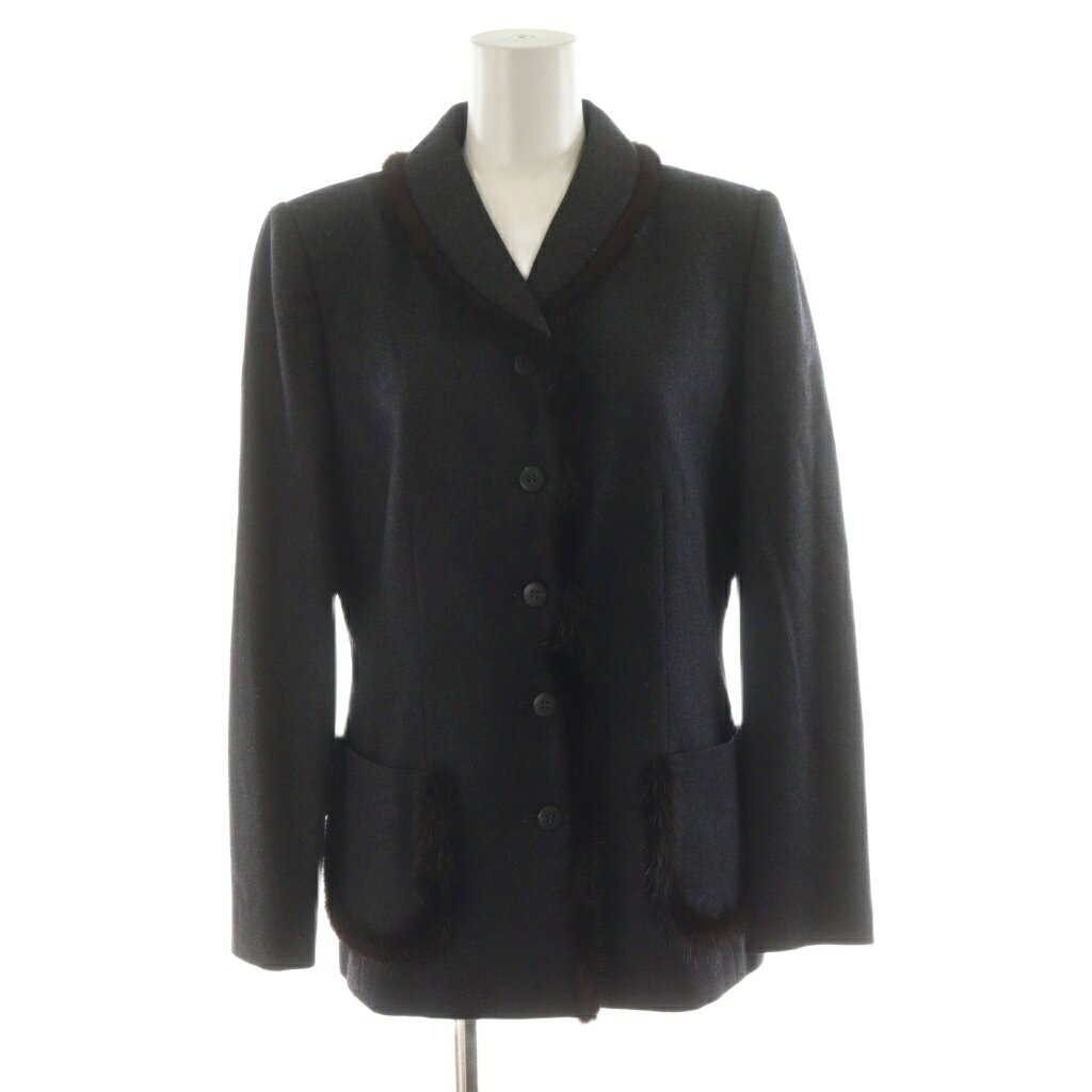 【中古】ミス アシダ miss ashida ジャケット シングル ファー ミンク ウール 7 グレー /AN15 レディース 【ベクトル 古着】 250922