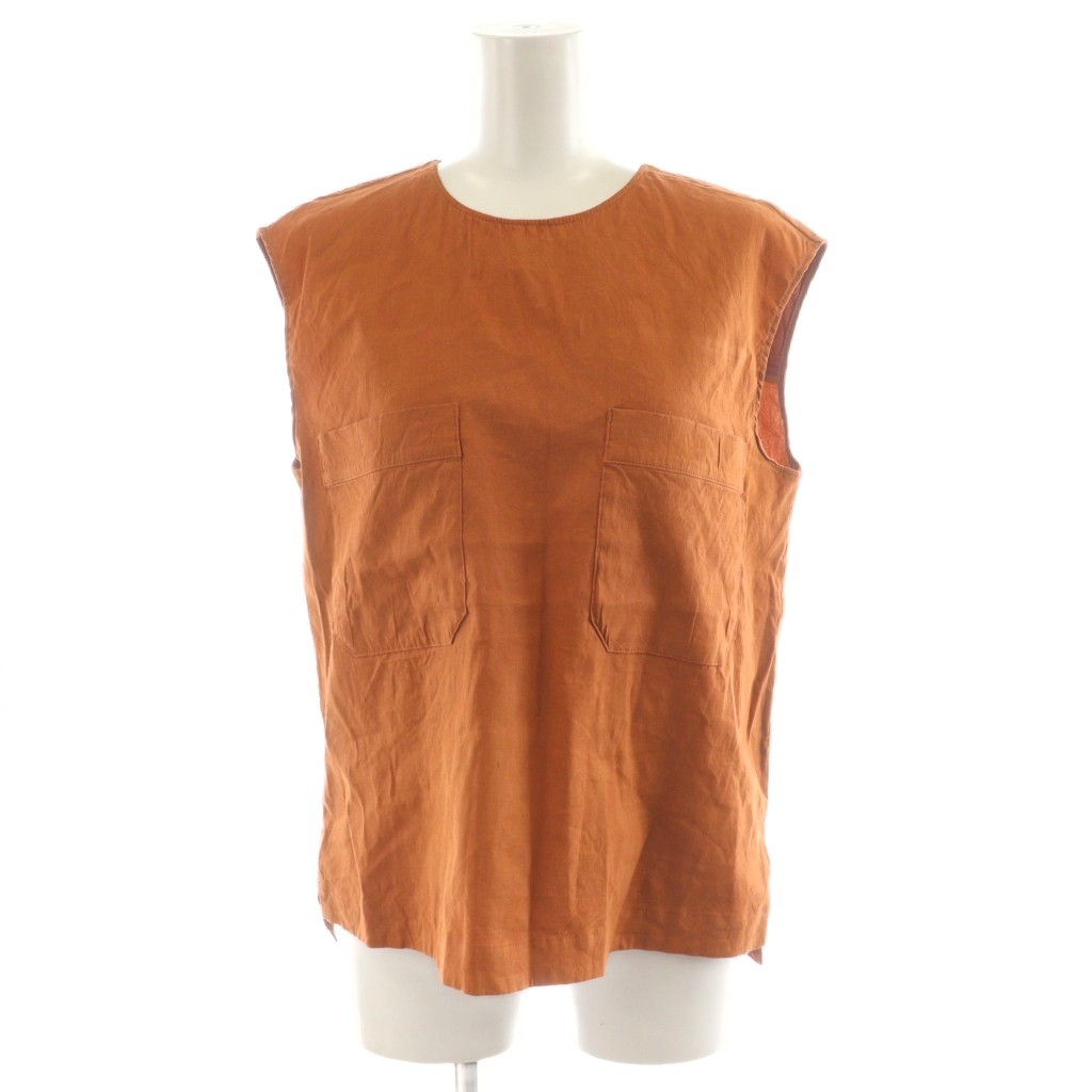 Sleeveless - 【中古】セオリーリュクス theory luxe ECO CRUNCH WASH IAS シャツ ブラウス ノースリーブ 麻 リネン 38 オレンジ 1208201 /AN35 レディース 【ベクトル 古着】 250919