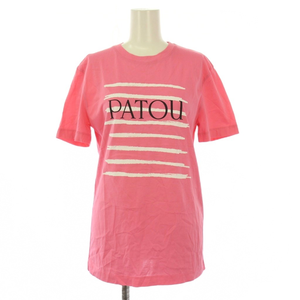 【中古】パトゥ PATOU Tシャツ カットソー 半袖 クルーネック ロゴ プリント ストレッチ XXS ピンク 24PM-JE1179999 /BB レディース 【ベクトル 古着】 250921
