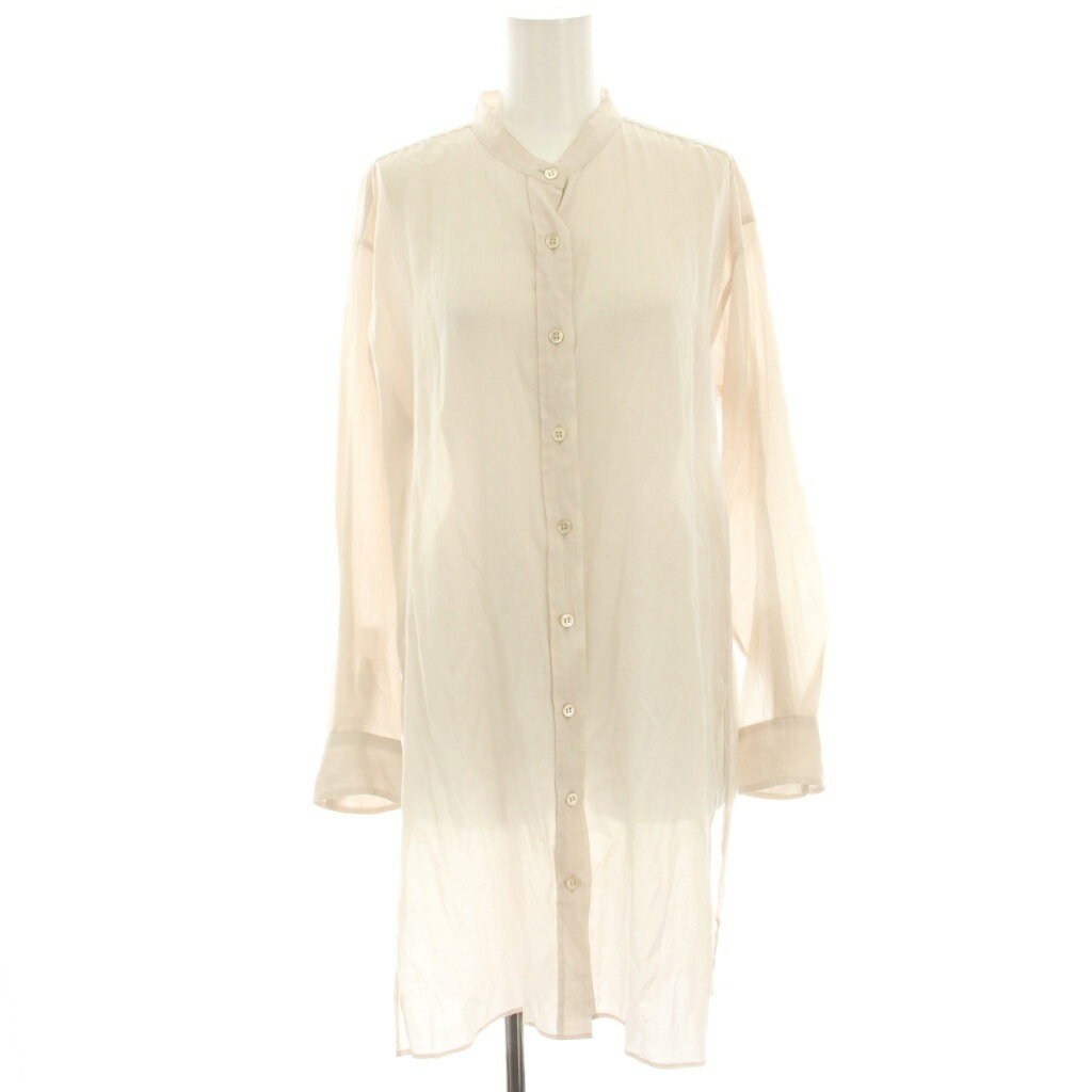 【中古】スピック＆スパン ノーブル Spick&Span Noble ライトローンバンドカラーシャツ ノーカラーシャツ シアー ロング スリット 長袖 F ライトベージュ 20050240614020 /HN ■JS レディース 【ベクトル 古着】 251001