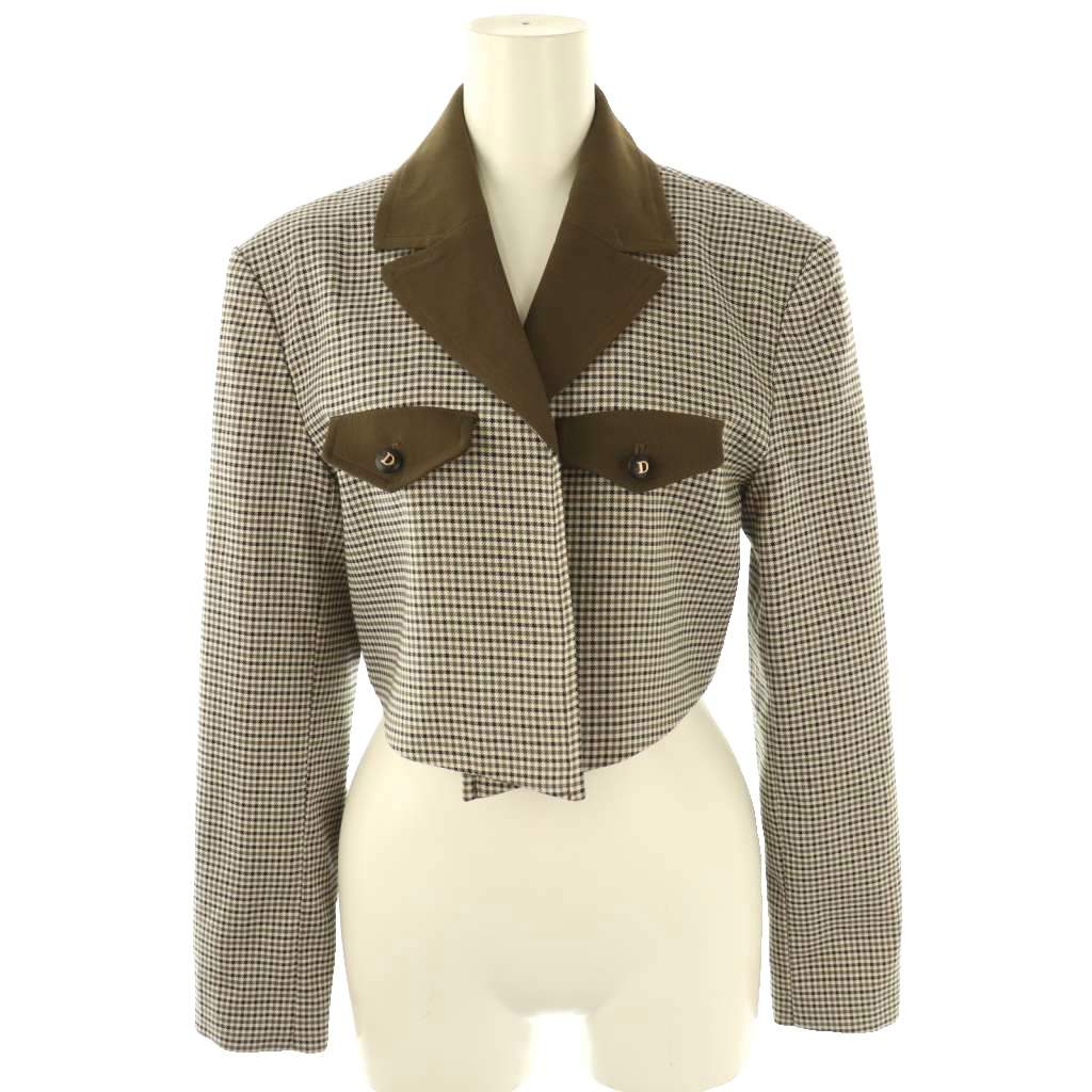 【中古】ダーリッチ Darich ジャケット チェック柄 ショート丈 F アイボリー ブラック カーキ /DO レディース 【ベクトル 古着】 251006