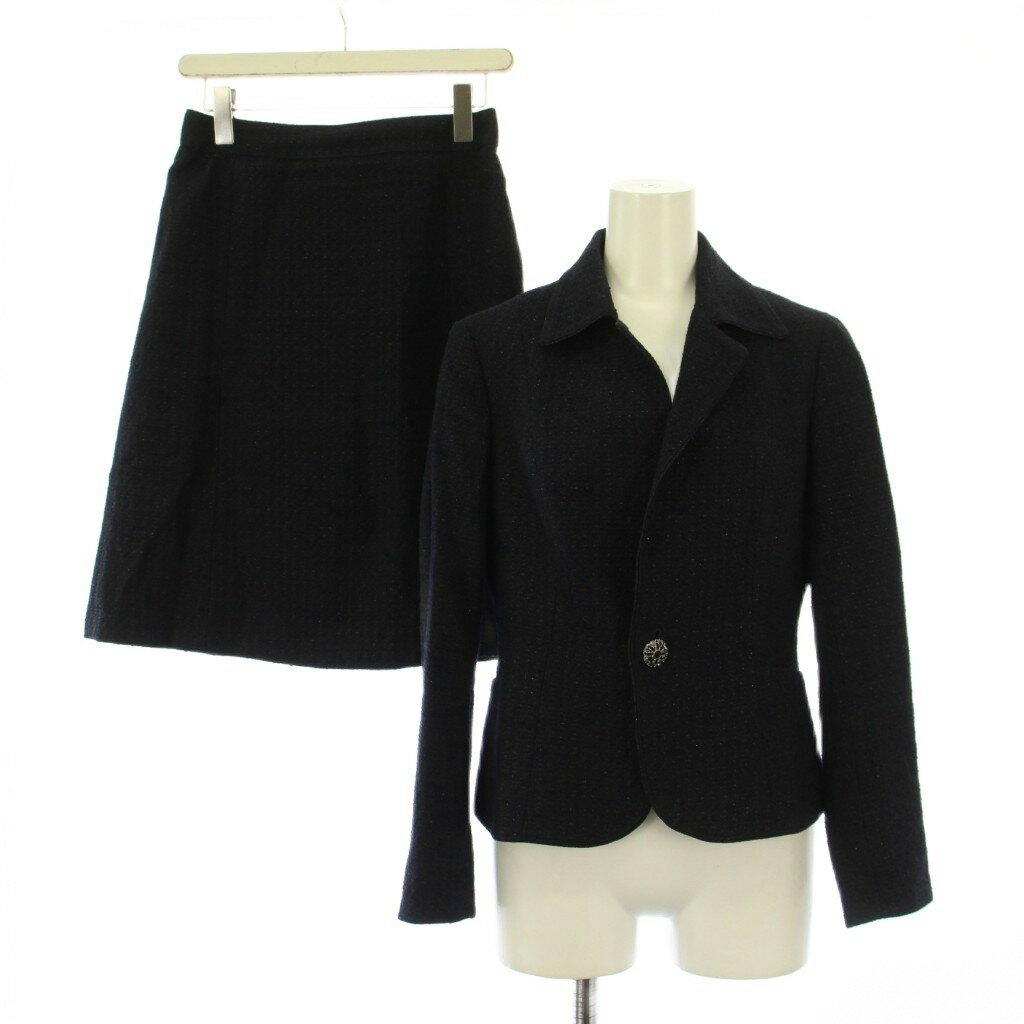 【中古】23区 オンワード樫山 セットアップ テーラードジャケット アウター シングル 総裏地 フレアス..