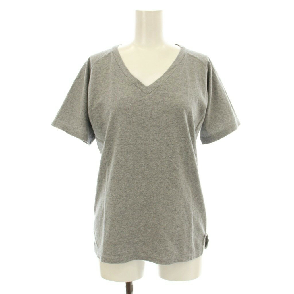 乐天商城 - 【中古】ナイジェルケーボン NIGEL CABOURN コットンVレザーネックTシャツ カットソー 半袖 無地 6 グレー 8042-08-21021 /KU レディース 【ベクトル 古着】 250926