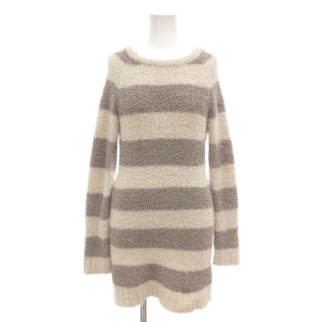 【中古】ジェラートピケ gelato pique ルームウェア トレーナー F ボア グレー 白 ホワイト ボーダー柄..