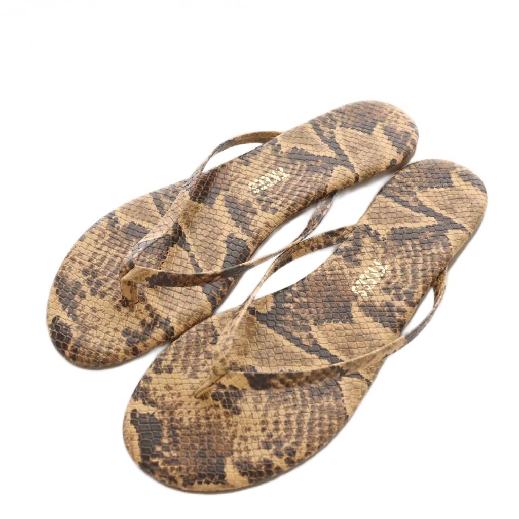 【中古】ティキーズ TKEES トングサンダル パイソン柄 US7 茶 ブラウン /AN30 レディース 【ベクトル 古着】 251003