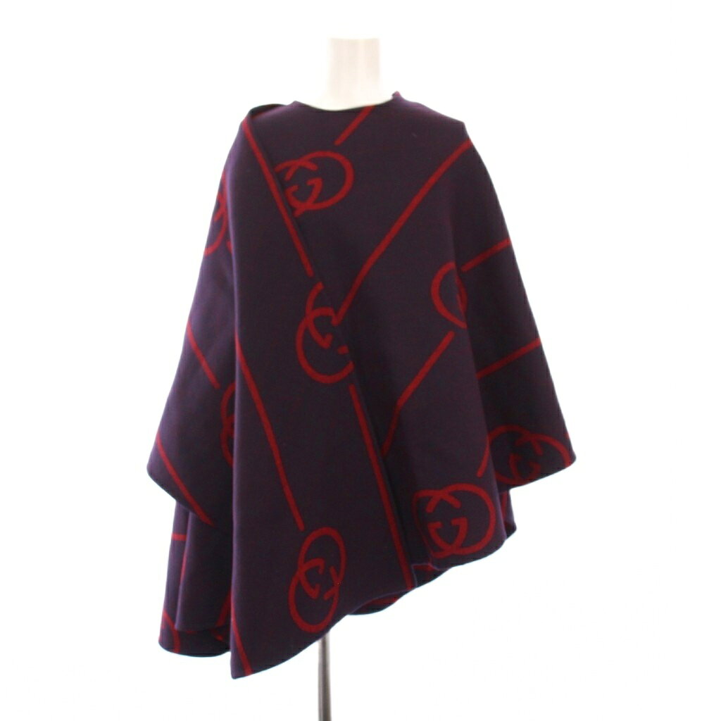グッチ GUCCI GGウールケープ ポンチョ インターロッキングG 36 紫 569213 /KH レディース  250926