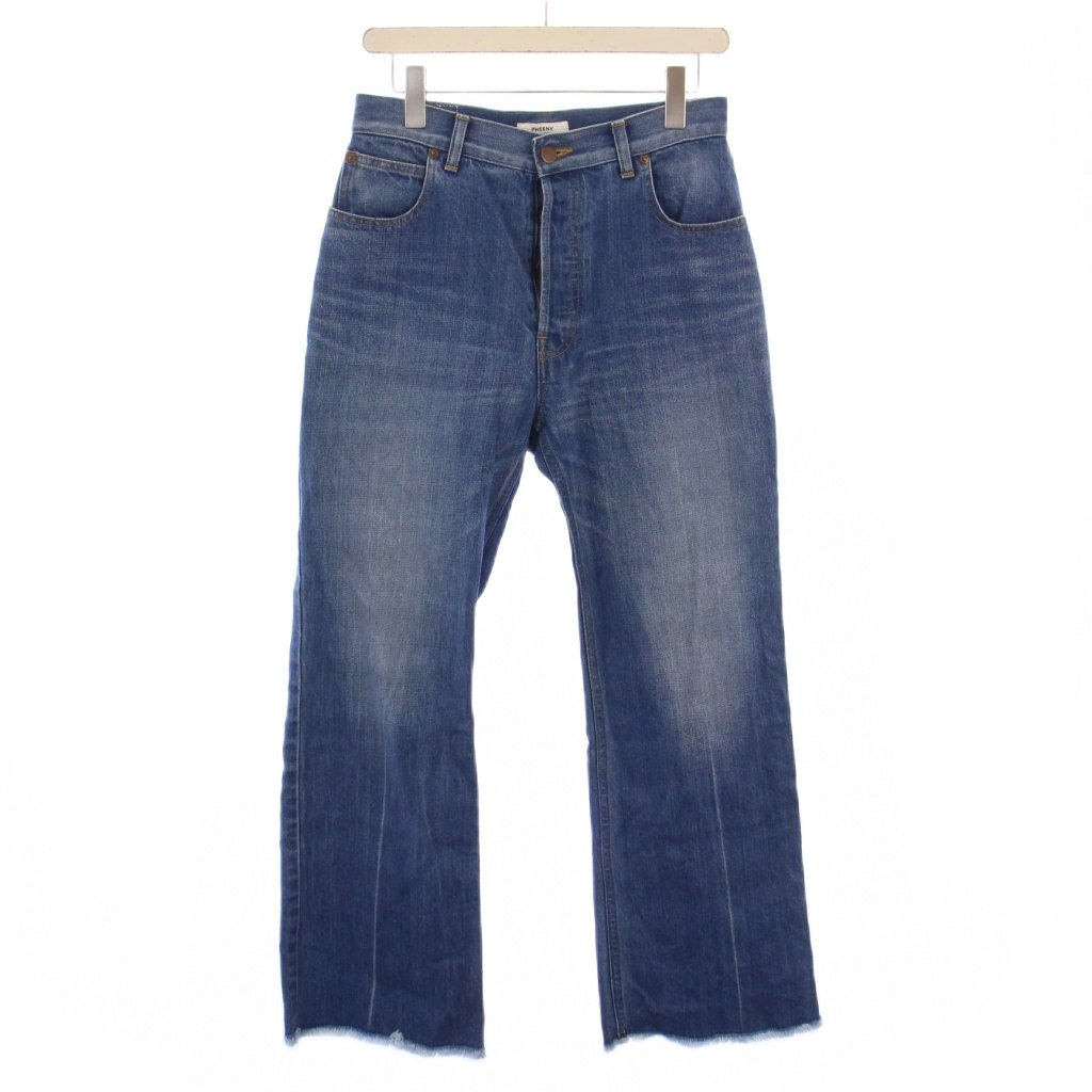 フィーニー PHEENY Vintage denim semi flared pants ヴィンテージデニムセミフレアパンツ ジーンズ ボタンフライ カットオフ ロゴパッチ 2 青 ブルー PA24-PT07 /BB レディース  250929