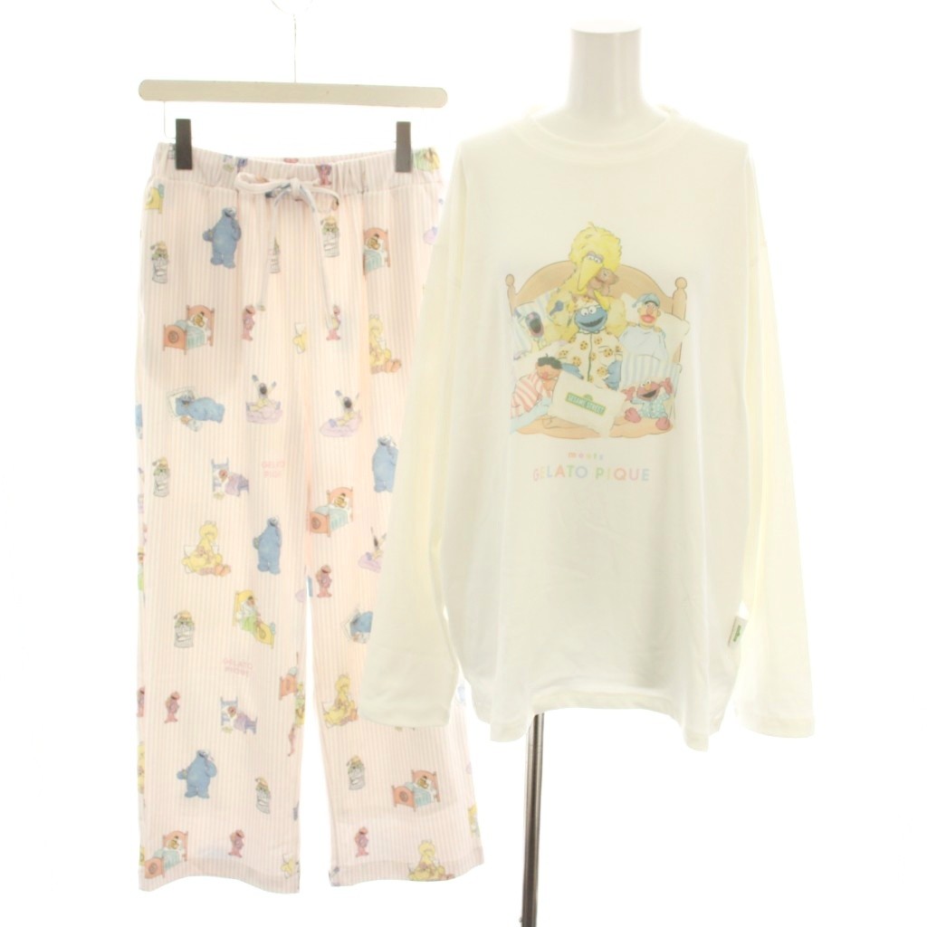 【中古】ジェラートピケ gelato pique セサミストリート Sesame Street 24AW ルームウェア 上下 ロンT ..