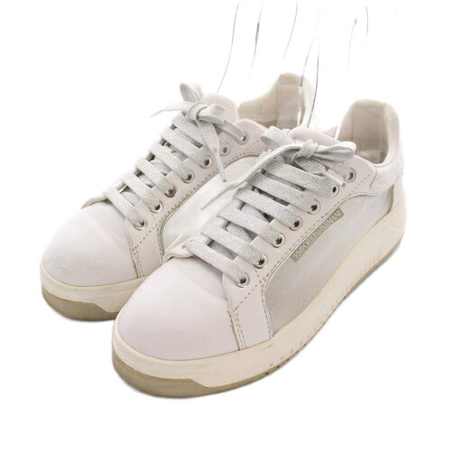 【中古】エンポリオアルマーニ EMPORIO ARMANI スニーカー レザー ローカット シューズ US6 白 ホワイト クリア X3X131 /YM レディース 【ベクトル 古着】 251007