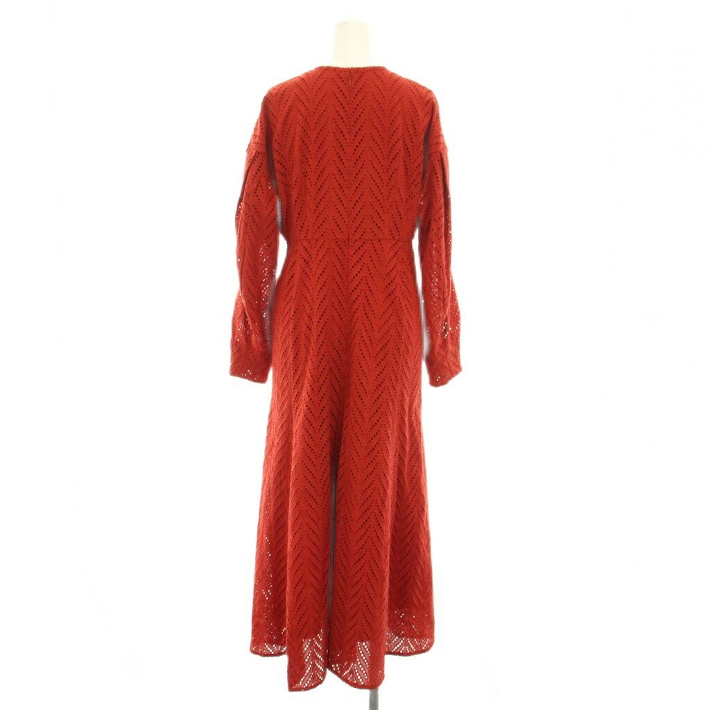【中古】クラネ CLANE カットエンブロイダリーワンピース CUT EMBROIDERY ONE PIECE ロング 長袖 総柄 1 赤 レッド 11112-5032 /YT レディース 【ベクトル 古着】 251003