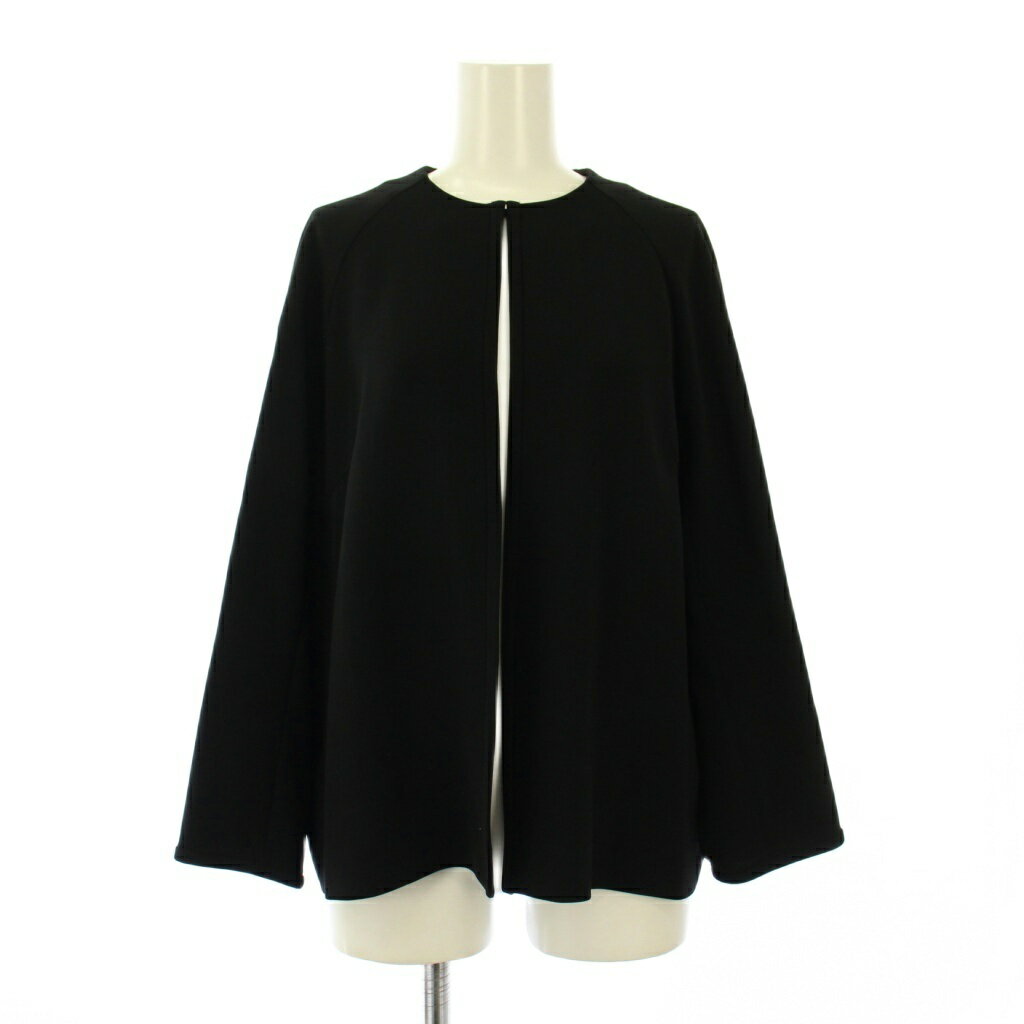 【中古】ソージュ soeju フロントホック8分袖ジャケット ノーカラー アウター 薄手 ストレッチ 無地 L 黒 ブラック S-00-JK-011 /BB レディース 【ベクトル 古着】 251005のサムネイル