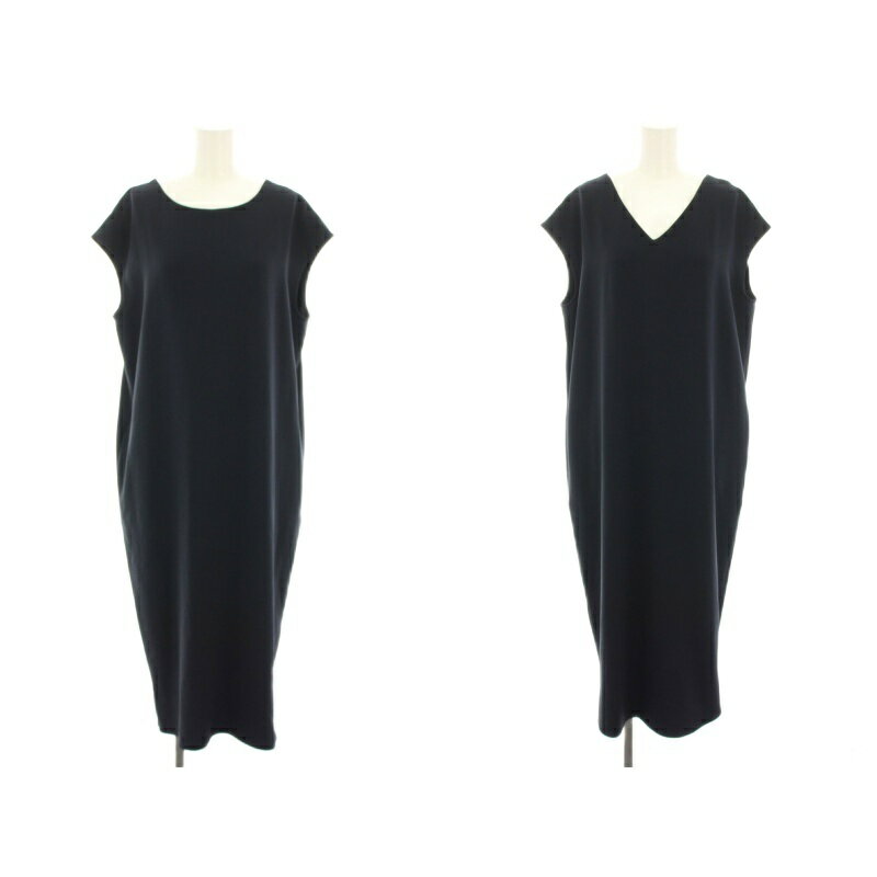 【中古】ソージュ SOEJU 2WAYワンピース ひざ丈 ボートネック Vネック 半袖 L 紺 ネイビー S-00-OP-001 /YT レディース 【ベクトル 古着】 251003のサムネイル