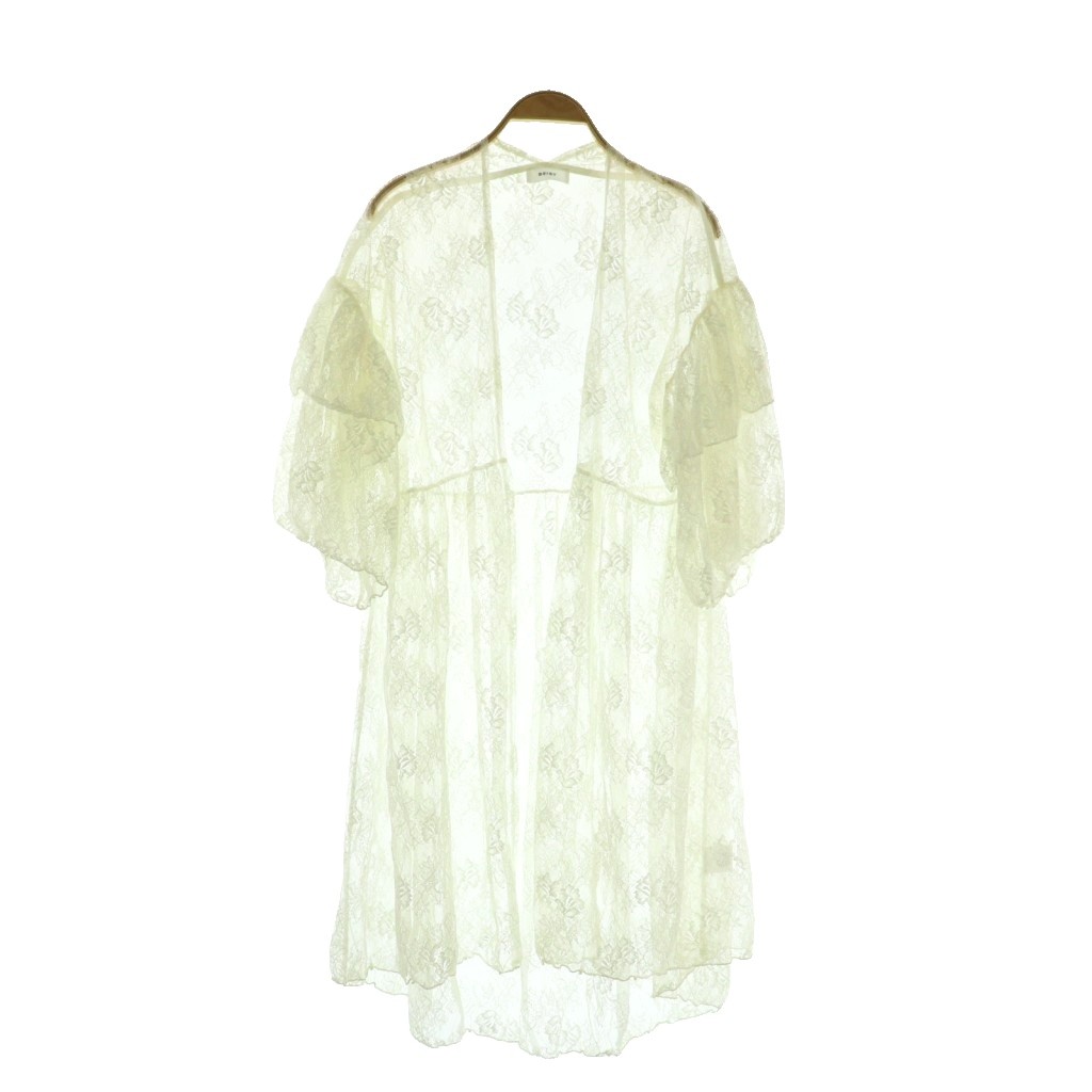 【中古】デイシー deicy ロング カーディガン レース 五分袖 ボリュームスリーブ F ホワイト /MY ■OS レディース 【ベクトル 古着】 251029