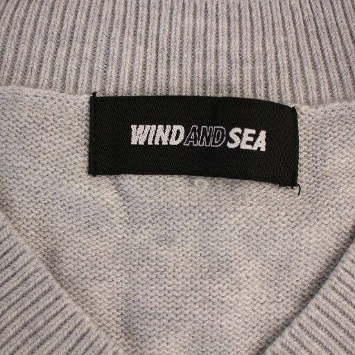 【中古】ウィンダンシー WIND AND SEA SDT V Neck Knit Vest ニット ベスト プルオーバー Vネック ロゴ S グレー WDS-CLC-2-03 /BM メンズ 【ベクトル 古着】 251009
