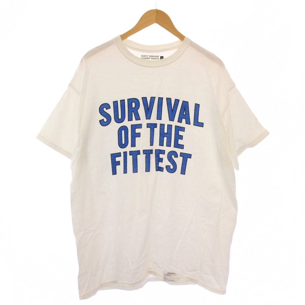 フォーティーパーセント FORTY PERCENTS Tシャツ カットソー 半袖 クルーネック フロントプリント L 青 白 /BM メンズ  251021