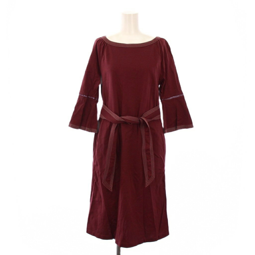 【中古】アナイ ANAYI ワンピース 七分袖 ひざ丈 ウエストリボン 38 ボルドー 101728-15-030-44 /BM レディース 【ベクトル 古着】 251021