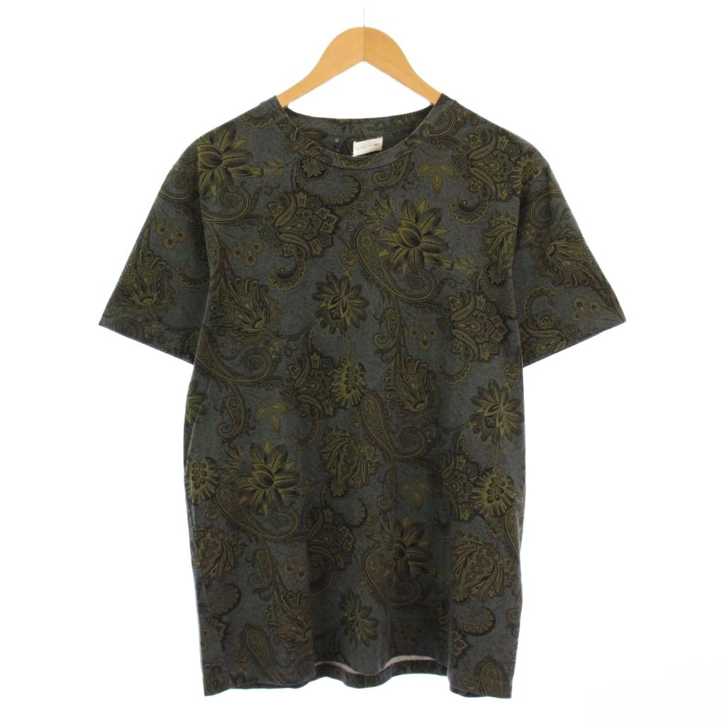【中古】エトロ ETRO Tシャツ 半袖 クルーネック ストレッチ ペイズリー柄 M カーキ 緑 グリーン /BB メンズ 【ベクトル 古着】 251011