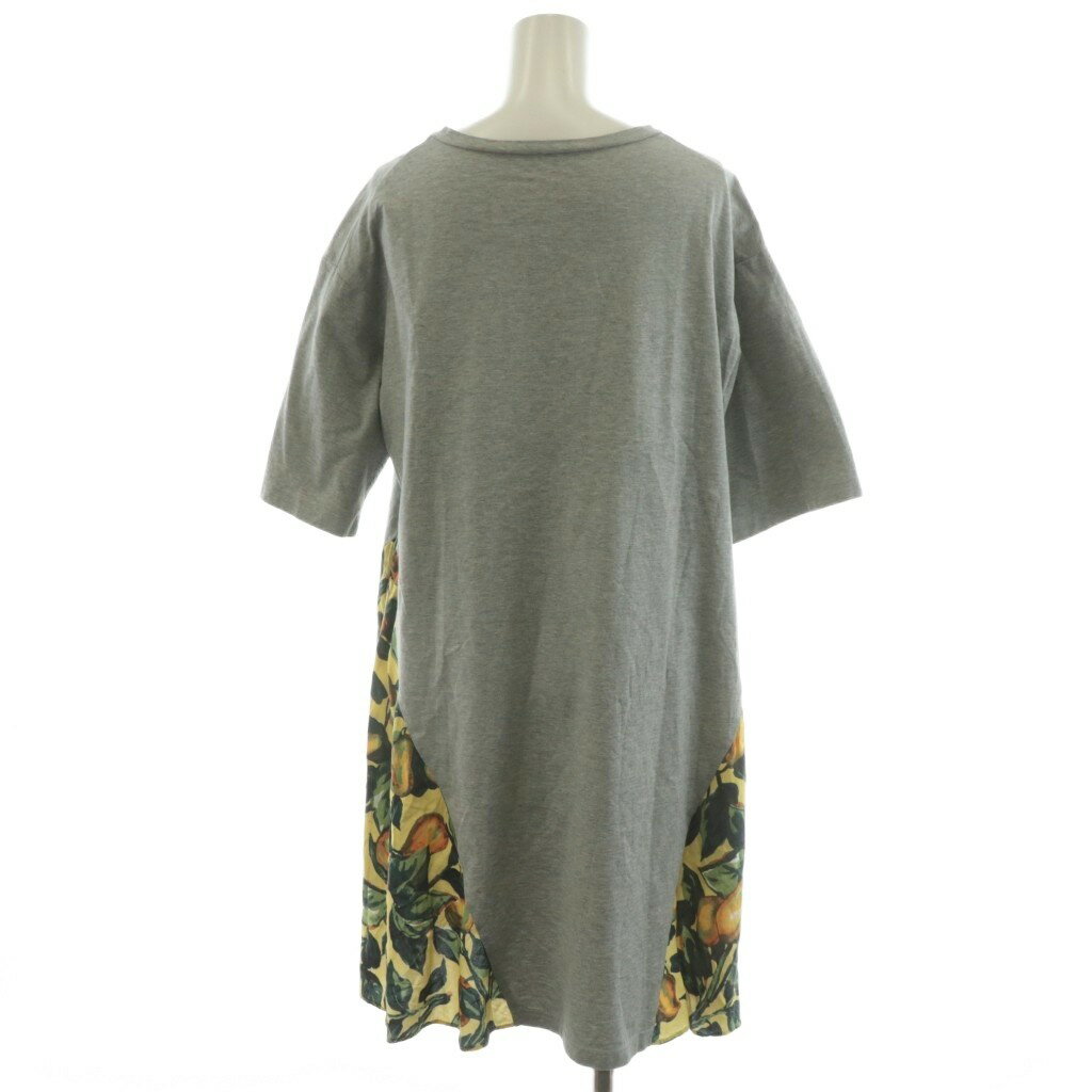 【中古】ビアズリー BEARDSLEY ガリャルダガランテ チュニック 半袖 切替 フルーツ柄 F グレー 黄 イエロー BEZ1021406A0009 /AN45 レディース 【ベクトル 古着】 251103