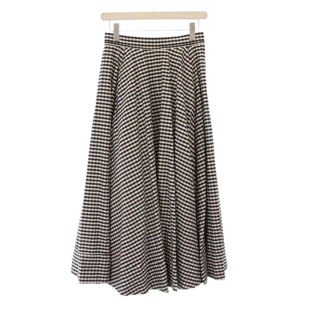 【中古】マディソンブルー MADISONBLUE TUCK CIRCULAR SK GINGHAM タックサーキュラーギンガムスカート フレア ミモレ ロング チェック柄 1 黒 ブラック 白 ホワイト MB211-6011 /BB レディース 【ベクトル 古着】 251024