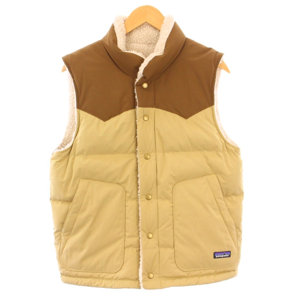 【中古】パタゴニア Patagonia REVERSIBLE BIVY DOWN VEST リバーシブルビビーダウンベスト ジャケット ボア スタンドカラー バイカラー ロゴ ベージュ 茶 ブラウン 27588 /BB メンズ 【ベクトル 古着】 251114(4)