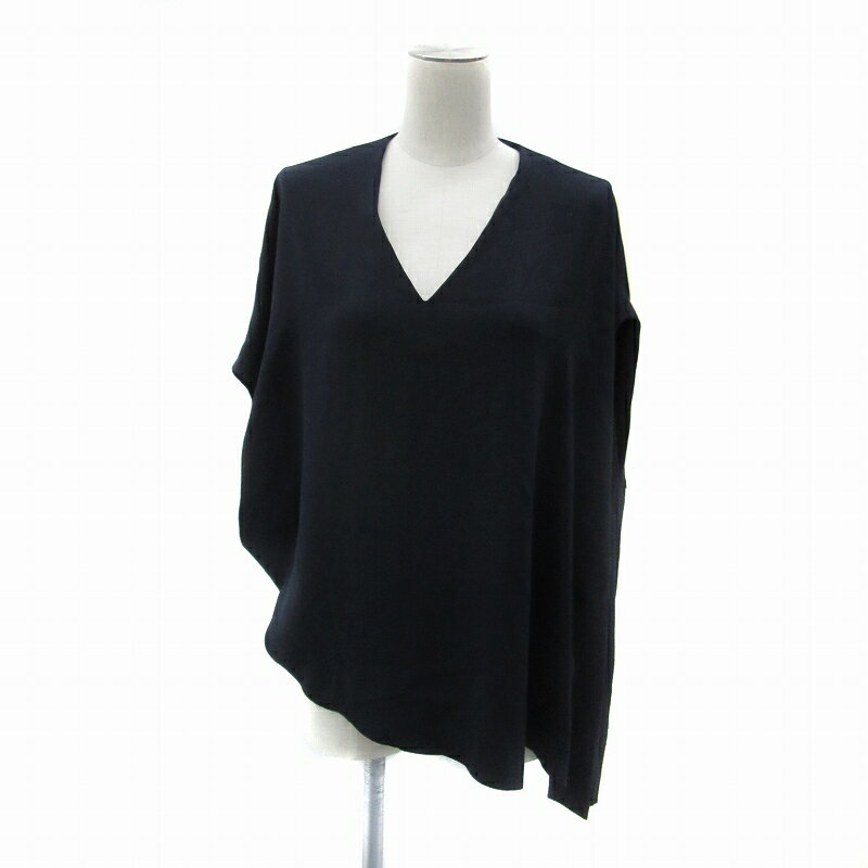 【中古】エンフォルド ENFOLD シャツ ブラウス フレンチスリーブ ノースリーブ Vネック アシンメトリー 紺 ネイビー /YS14 レディース 【ベクトル 古着】 251127